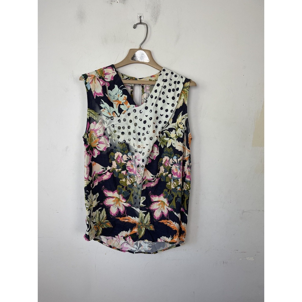Soft Surroundings Women Shirt Small Floral Tropical Resort Beach Vacation Travel